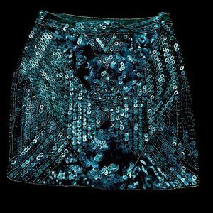 Karina Grimaldi Silk Sequin Mini Skirt Size Small